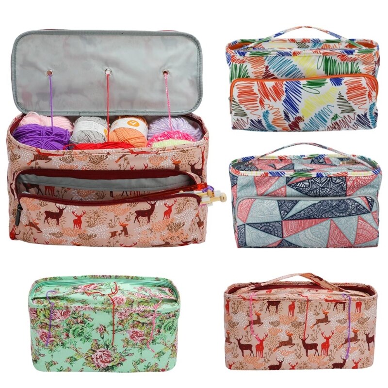 Yarn Storage Bag Knitting Organizer Bag Portable Knitting Tote Bag for Sewing
