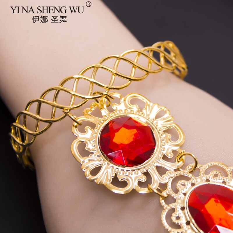 Avalokitesvara-Bracelet de danse ethnique, ventre doré avec strass, accessoires de danse indienne, 1 paire