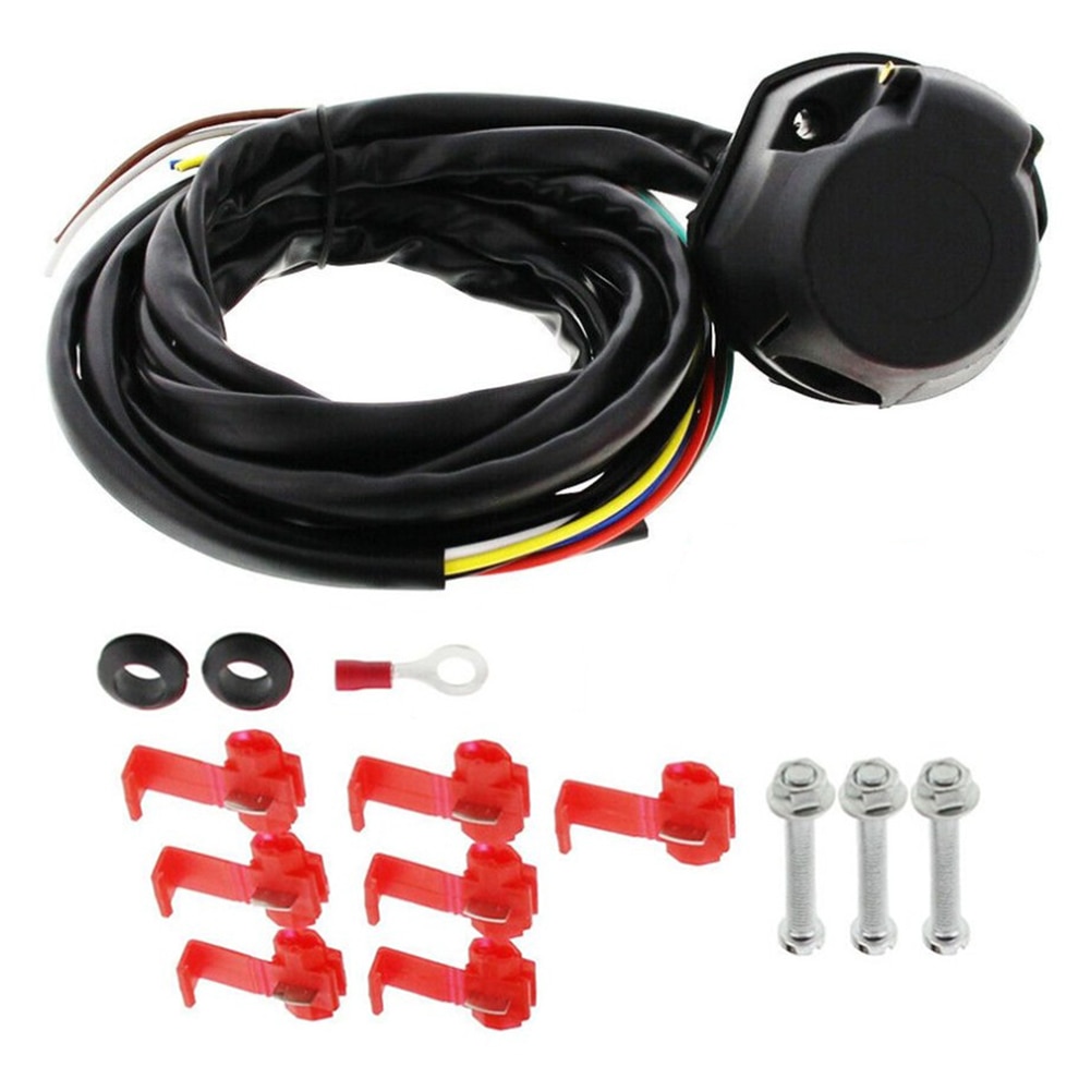 7 Pin Electrical Kit E-Kit Harness Traction Hook Car Accessories 7 Core 2M Trailer Cable Kit Trailer Socket Set
