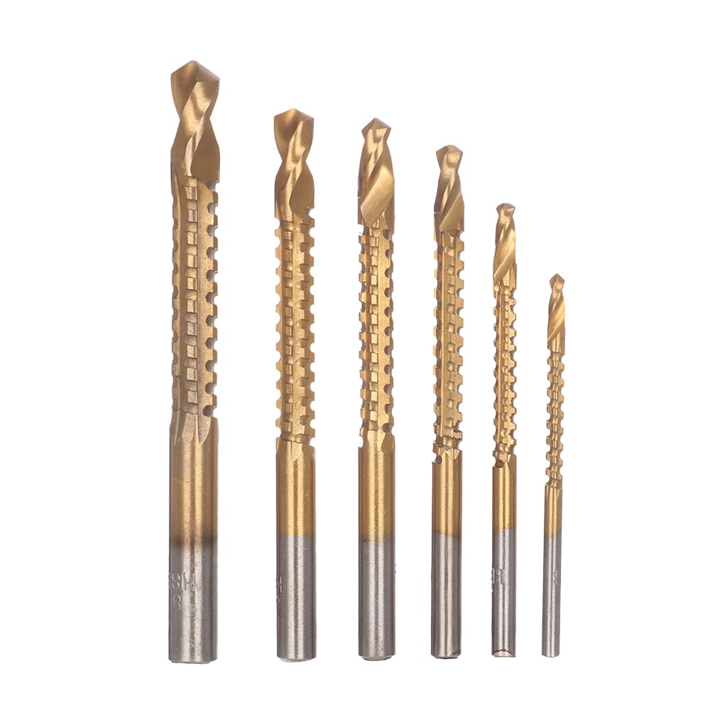 1/6 pièces 3/4/5/6/6. 5/8mm scie perceuse à bois perceuse à bois outil à main HSS haute vitesse en acier titane enduit forets outils ensemble