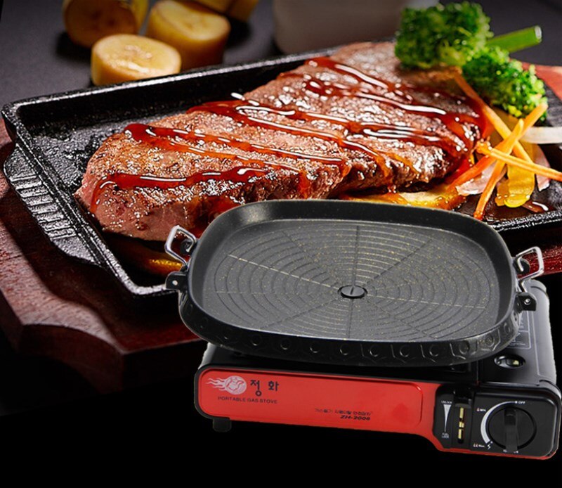 Koreansk firkant grillplate biff stekepanne grill maifan stein bakebrett hjemme vilt bærbart grillbrett