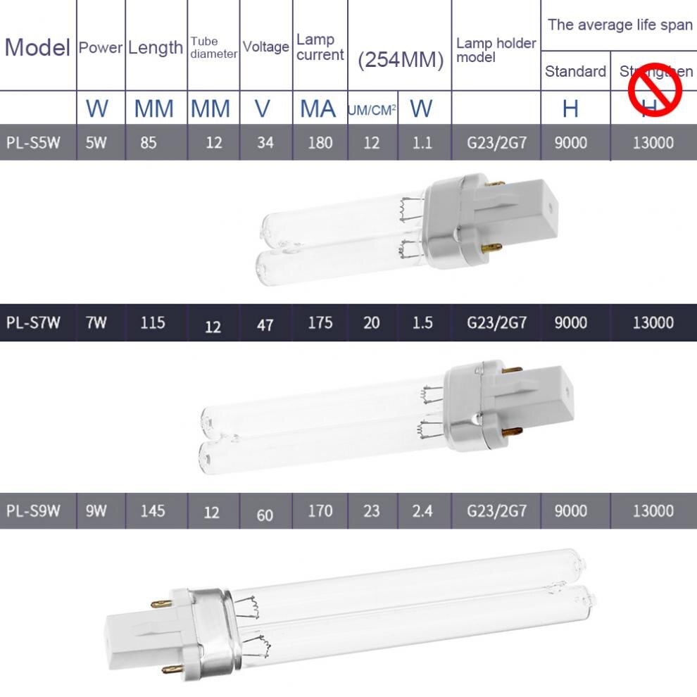 Lampe UVC G23/2G7, 253,7 nm, 254nm, désinfection de l'air et de l'eau, stérilisateur 9W, Tube en forme de H