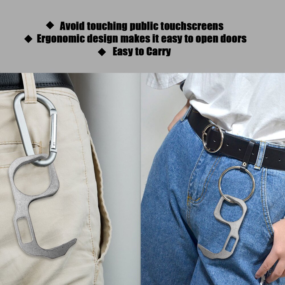 Sem contato abridor de porta ferramenta dedo buraco colhedor de oxigênio tanque chave porta gancho botão empurrador handheld abridor de porta sem contato