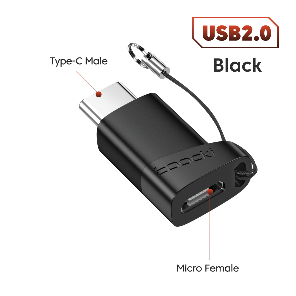 Toocki OTG Adapter Type C to USB Micro USB to Type C Adapter OTG USB to Type C Converter For Macbook Xiaomi Samsung Huawei OPPO: Matowy czarny