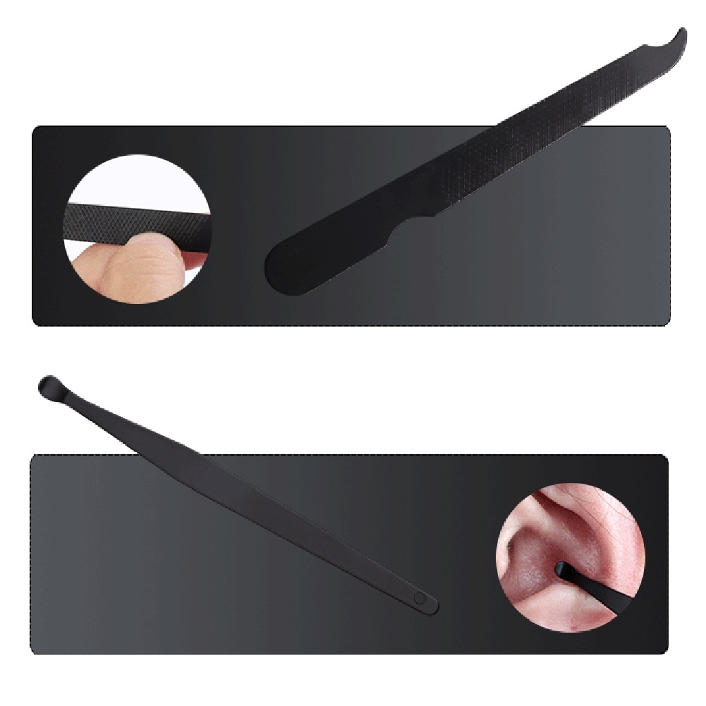 7 unids/set Set de cortaúñas portátil viaje acero inoxidable negro pedicura tijera pinzas manicura kit de herramientas de uñas