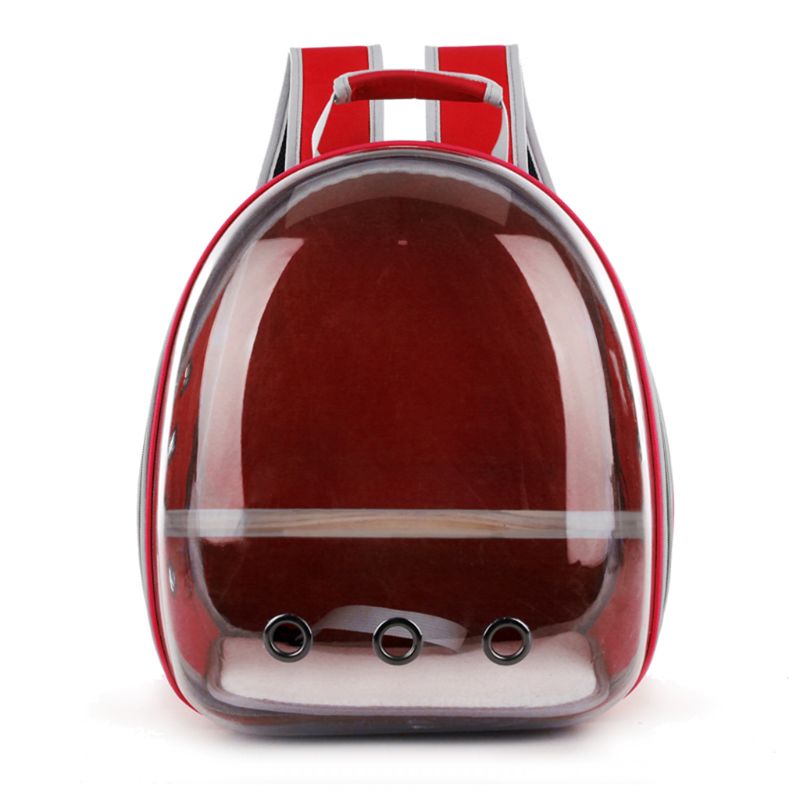 Pet Papagei Träger Vogel Reisetasche Raum Kapsel Transparent Rucksack Atmungs 360 grad Sightseeing: Red