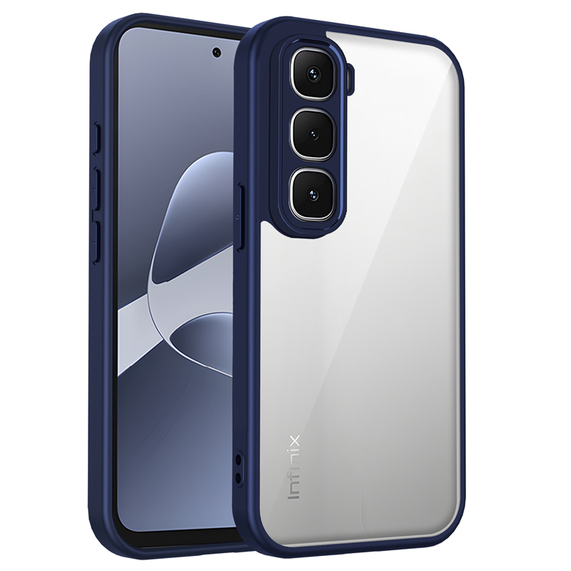 Funda de silicona transparente para Infinix 60 Pro Plus 60i Hot60 Hot60i PC trasera TPU parachoques a prueba de golpes fundas de teléfono transparentes: Azul / Infinix caliente 60 Pro+