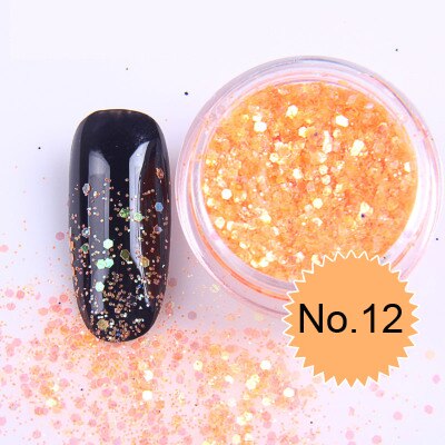 1x Topf 2g Bling funkeln Pulver Staub Nagel Kunst Pailletten 3D Regenbogen Klare Hexagon Scheibe DIY Charme Nagel Kunst Dekor Manikübetreffend HHF: HHF12