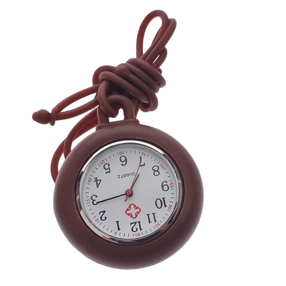 1pc enfermeira relógio redondo silicone enfermeira bolso pendurado relógio presente relógio (branco): Coffee