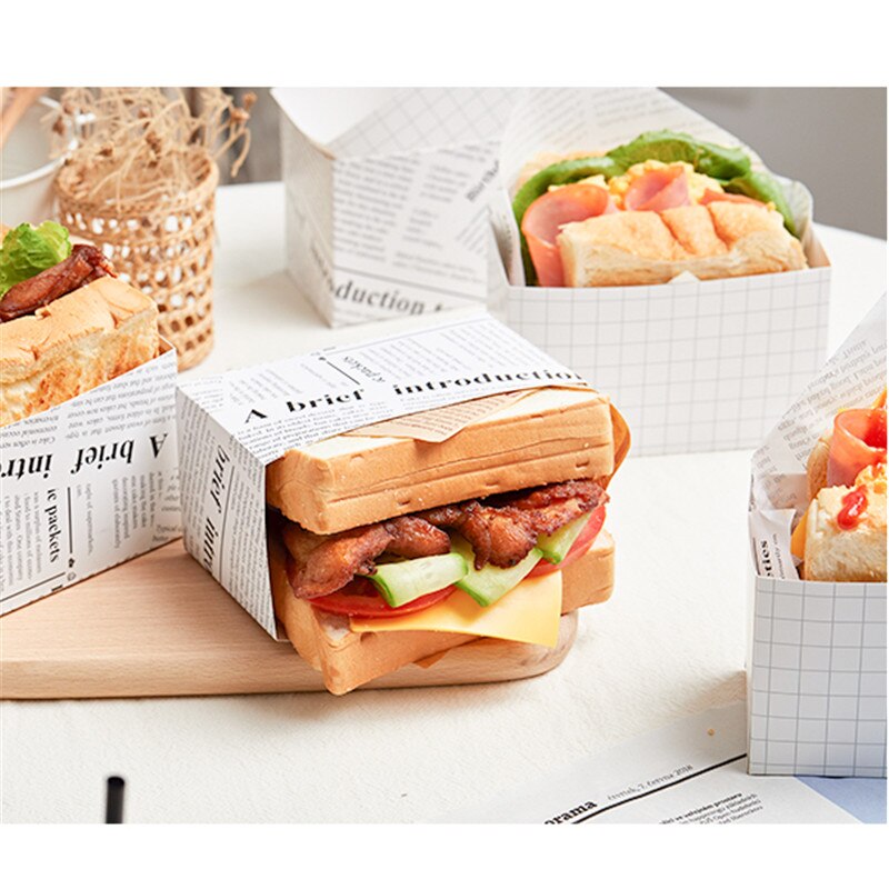 Wegwerp Sandwich Verpakking Gladde Ei Dikke Ei Toast Papierlade Hamburger Ontbijt Verpakking