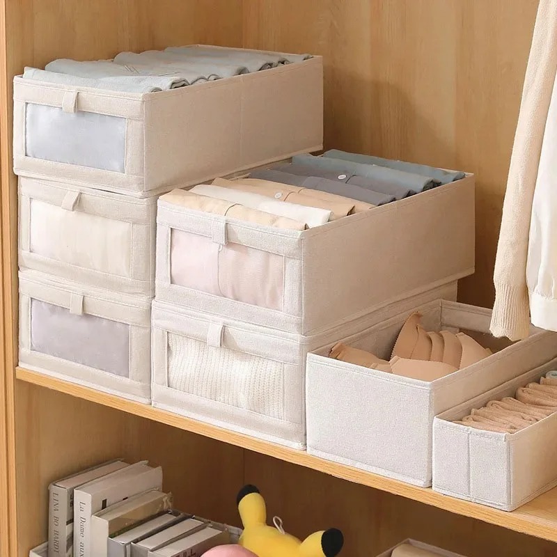 Caja de almacenamiento piezas pantalones, organizador de ropa, armarios y cajones, cajas plegables de tela para dormitorio, organización del hogar, 1 unidad