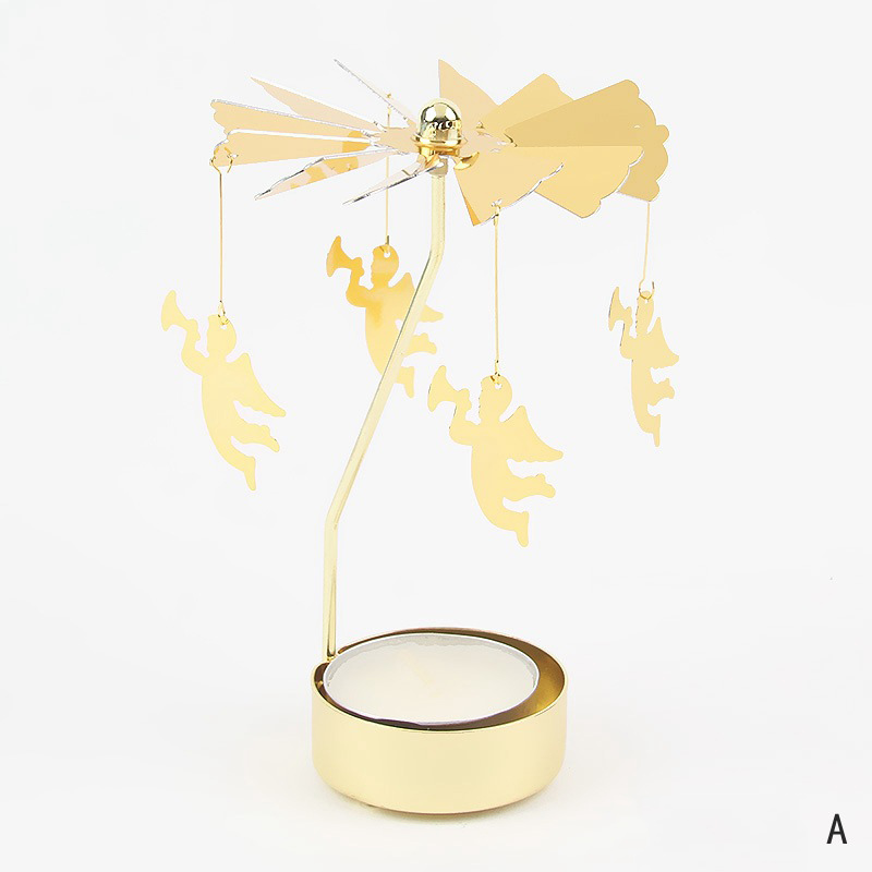 Carousel Candle Holder Gold Metal Candlesticks Room Decor Cake Rotating Candle Stand Home Decoration For Valentine's Christmas: Navy Blue