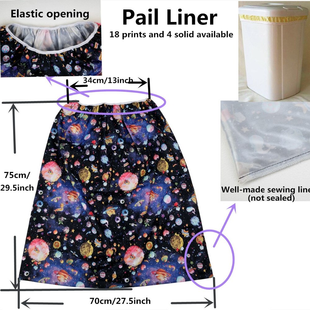 [Sigzagor]Pail Liner for Cloth Diaper Nappy Insert Large Wet Bag Elastic Washable Reusable 70cmx75cm