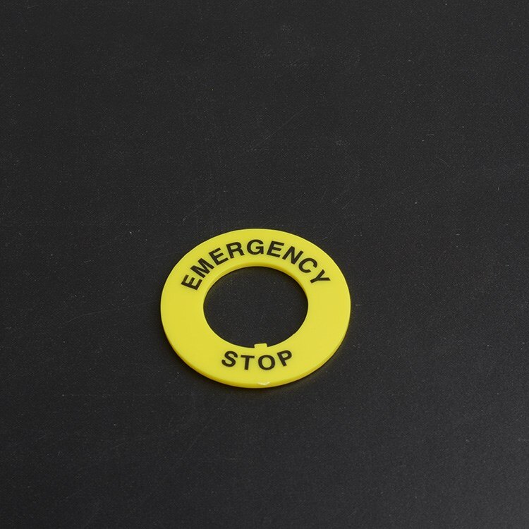 22mm emergency stop button sign yellow plate warning circle emergency stop button switch emergency stop warning circle sign