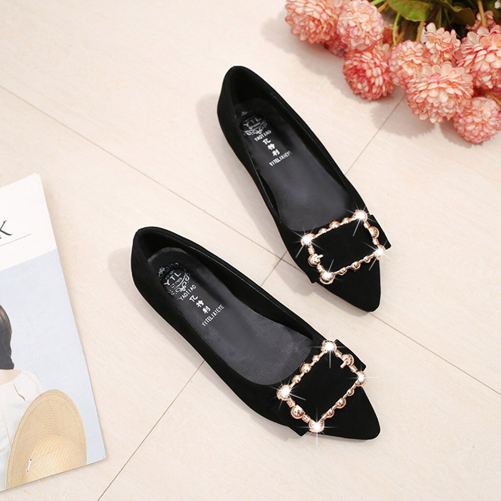 Vogue Women Flats Nice Flock Metal Women Boat Shoes Spring Woman Pointed Toe Flat Shoes Women Casual Shoes