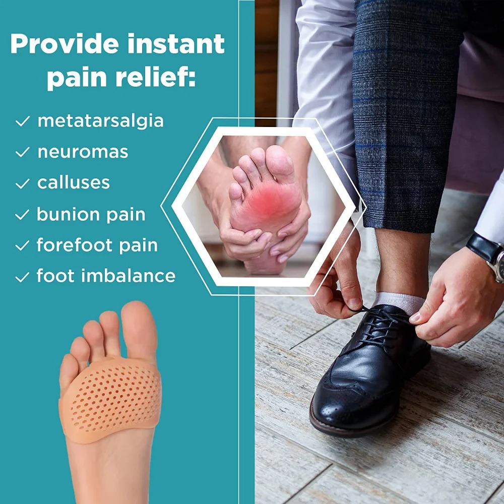 Silicone Metatarsal Pads Toe Separator Pain Relief Foot Pads Orthotics Foot Massage Insoles Forefoot Socks Foot Care Tool