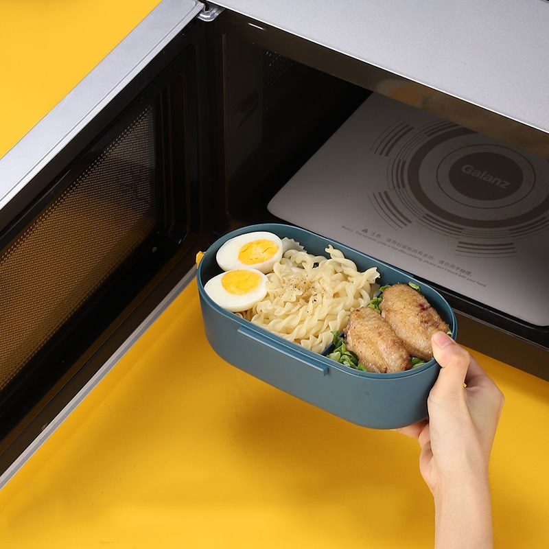 Lunch Box Microwave Leakproof Wheat Straw Office Dinnerware Food Storage Container Children Kids School Portable Bento Box Bag