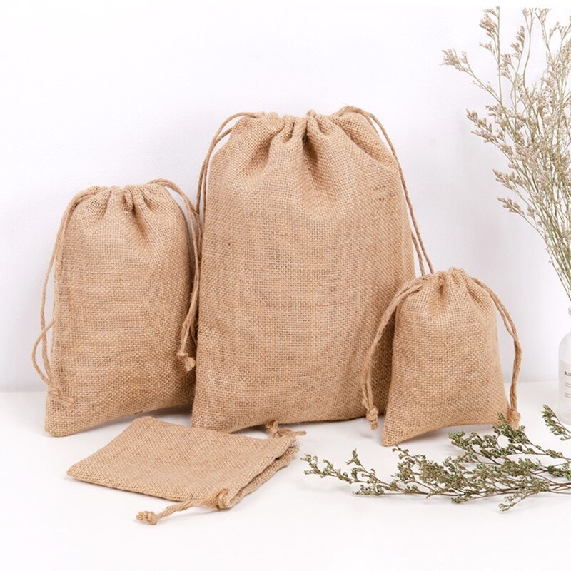 D0LF Draagbare Jute Tasje Reizen Wasserij Wassen Pouch Schoen Kleding Organizer