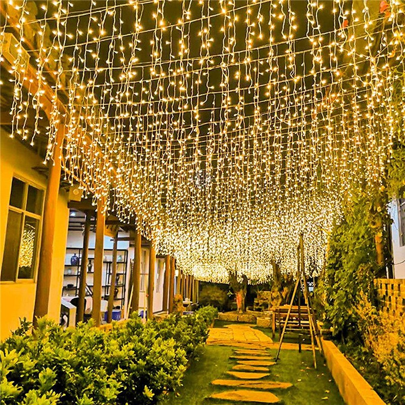 Guirlande lumineuse rideau Led d&#39;extérieur, 5M, 0.4 à 0.6m, décoration de noël, mariage, , fête, jardin, avant-toit
