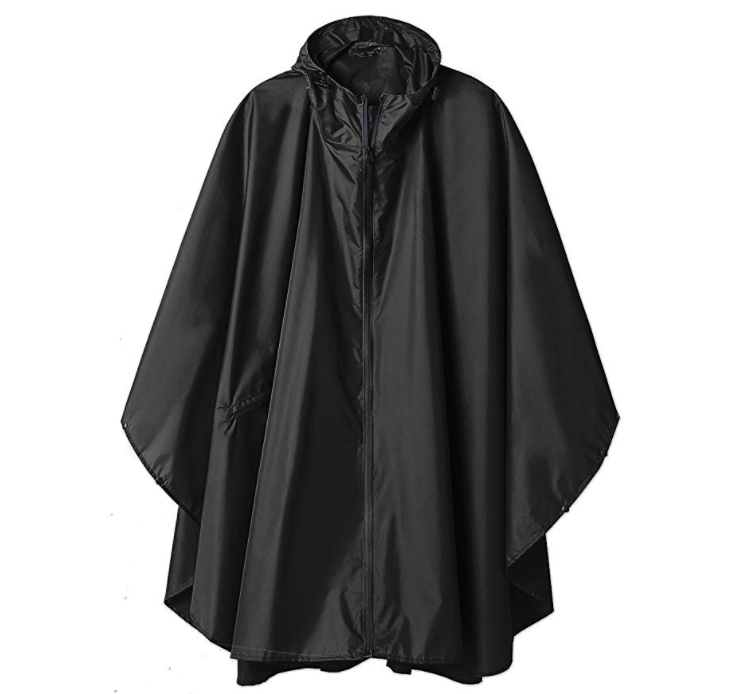 Monitoiminen värikäs unisex -ulkomatka vedenpitävä sadetakki poncho -reppu sadesuoja pyöräilyä rankkasateessa: Musta
