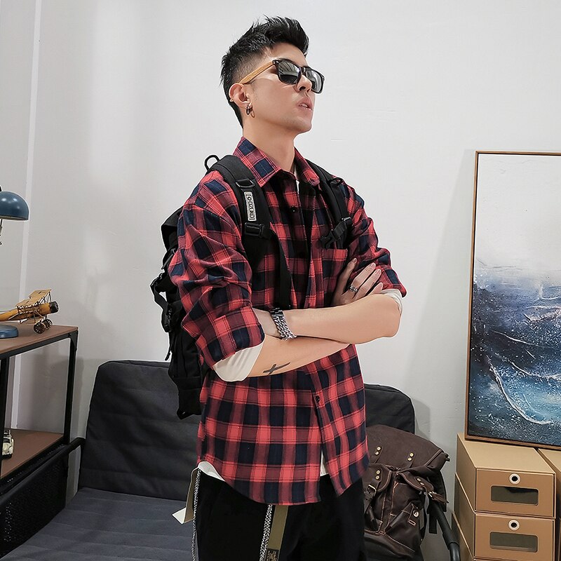 Leesbaar Lente Herfst Plaid Shirts Mannen Met Lange Mouw Mannen Casual Shirt Koreaanse Shirts Man Shirt Mannen