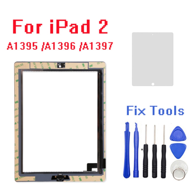 A1395 A1396 A1397 For iPad 2 Touch Screen Glass Digitizer Replacement + Home Button+adhesive+camera+hold Assembly