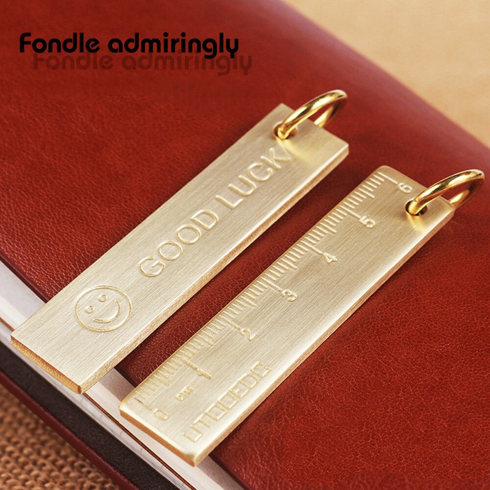 Retro 0-6cm Mini Copper Key Pendant Ruler Keychain Ruler Stationery Small Copper Ruler Golden Plate Drafting Supplies Rulers