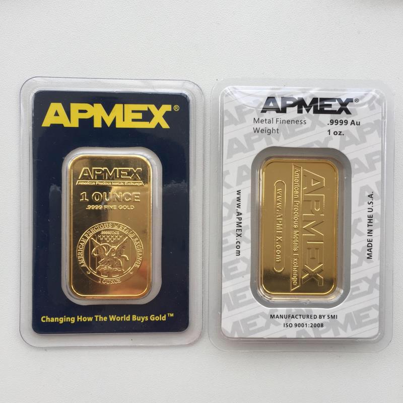 Apmex icke-magnetisk guldfärgstång guldmyntstångreplika