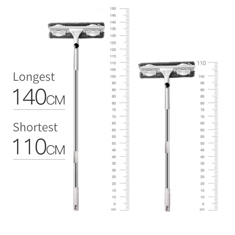 Long-handled cleaning brush, window cleaner, glass wiper, telescopic rod, rotating head with cleaning cloth, rubber wiper ZD
