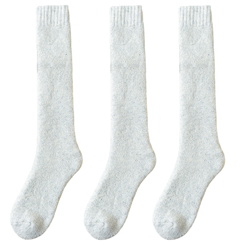 3 pares de calcetines de lana gruesos y cálidos hasta la rodilla para hombre, calcetines de pantorrilla Merino para hombre, calcetines informales de felpa de Cachemira, medias de para hombre: Gris claro