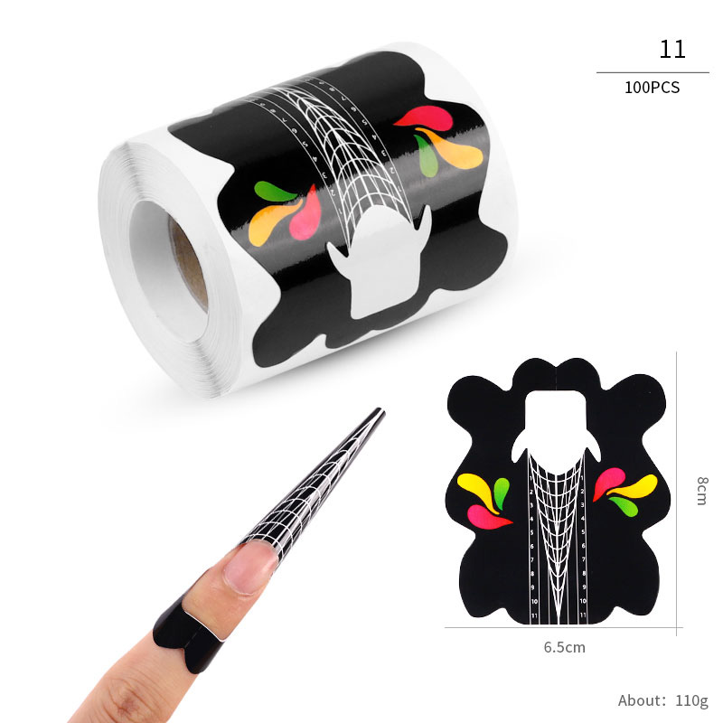 100 unids/lote puntas de formas de uñas francesas extensión de pegatinas de uñas acrílico UV Gel curva herramientas de arte de uñas postizas formas guía DIY juego de manicura