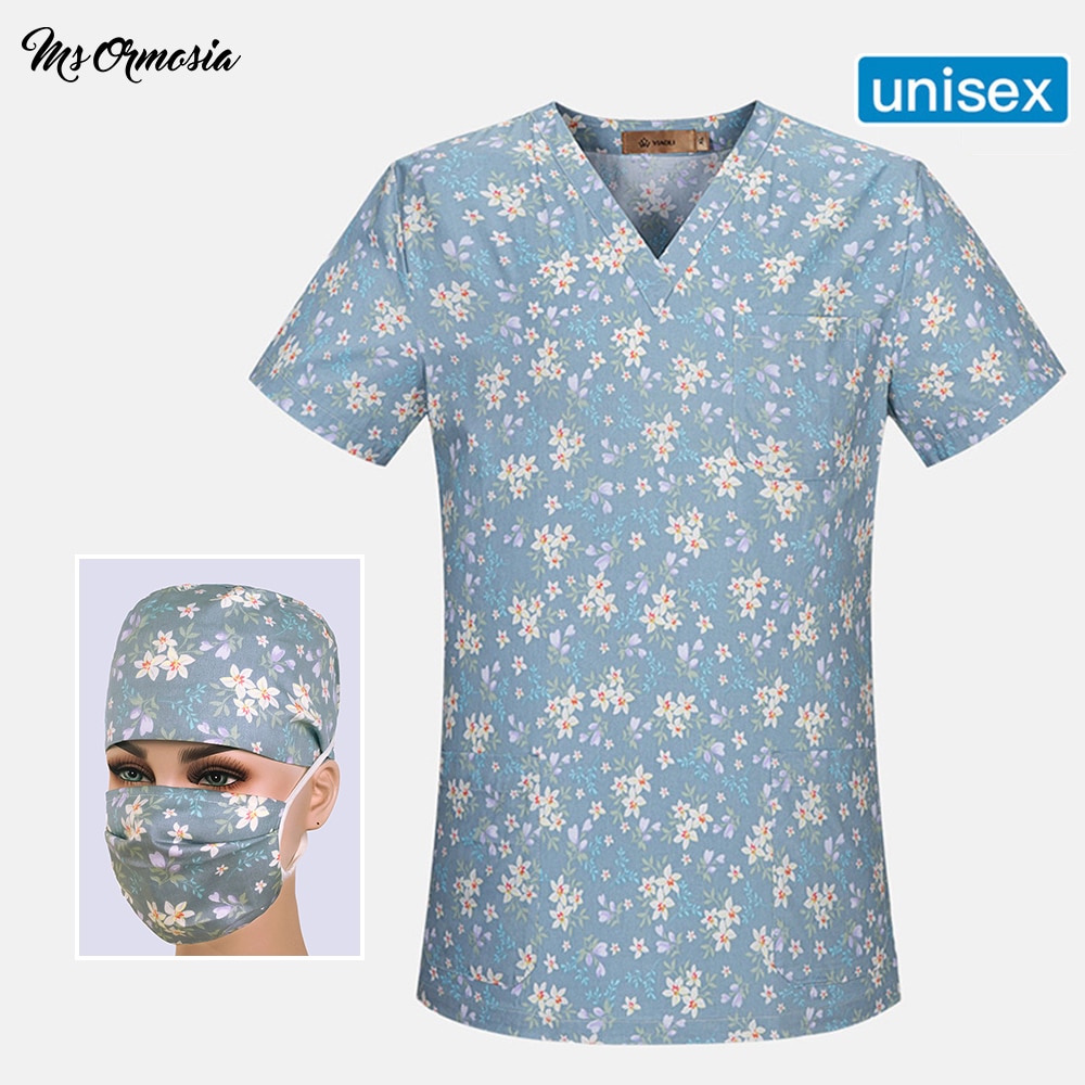 High dental work uniform beauty salon tops neutral uniforms laboratory printing cotton comfortable and breathable jacket