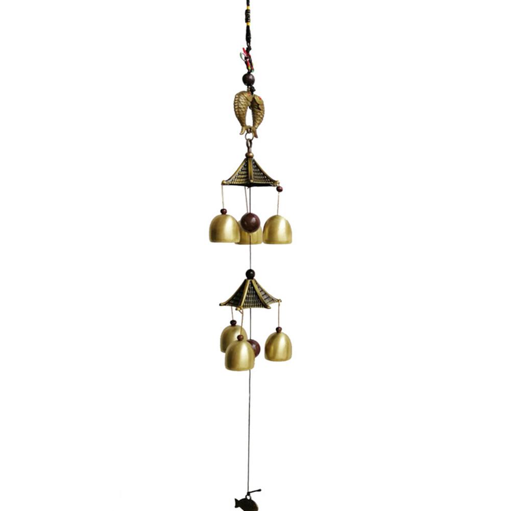Wind Bell Copper Yard Garden Decor Gossip Fish Pattern Metal Bell Ring Windbell Home Temple Ornament Japanese Wind Chime: A