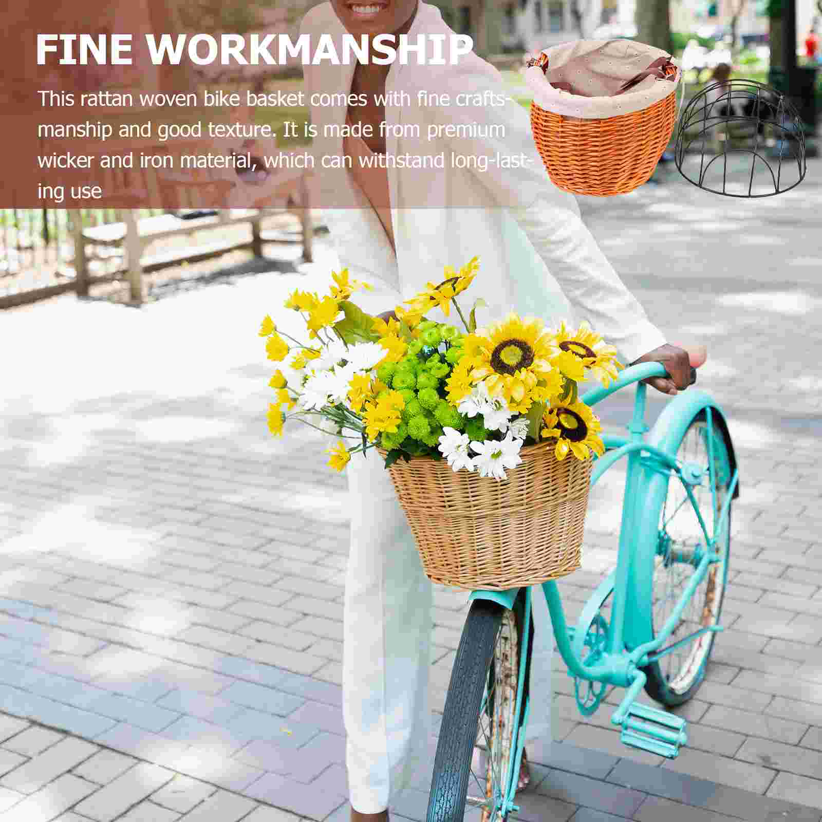 1PC Pet Cat Dog Bike Basket Wicker Woven Bike Shopping Basket for Books Bike Toys Pet