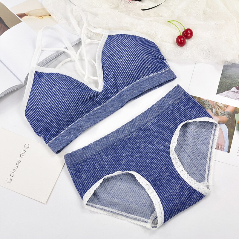 Seamless Active Bra Set Bra Briefs Set For Women Lingerie Push Up Bralette With Pads Free Siz Sports Underwear Set: Blue