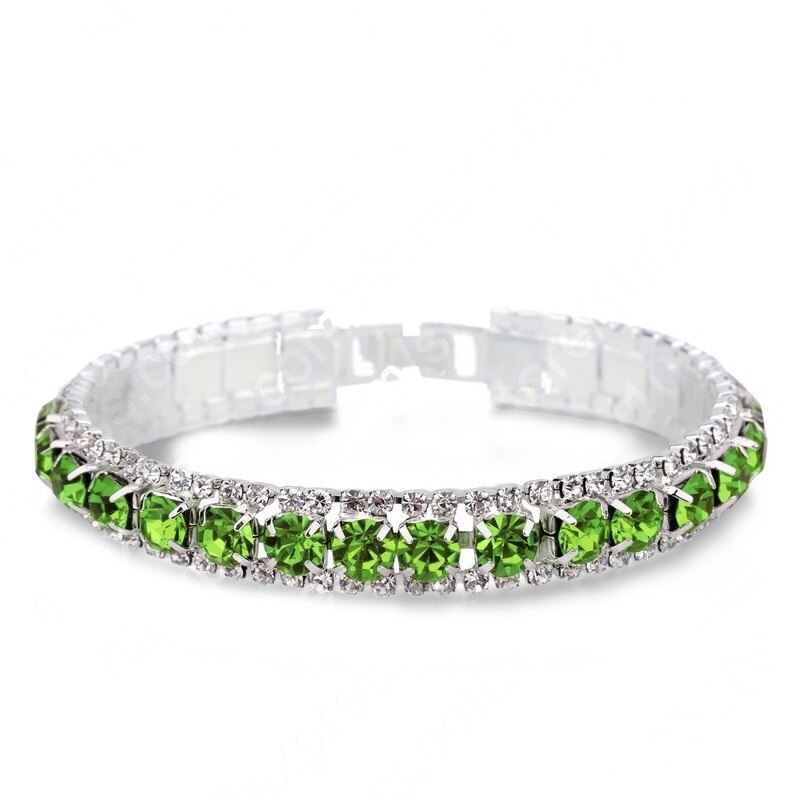 925 Sterling Zilver Silve Vrouwen Klassieke Sieraden Clear Red Cubic Zirkoon Armband &amp; Bangle: green