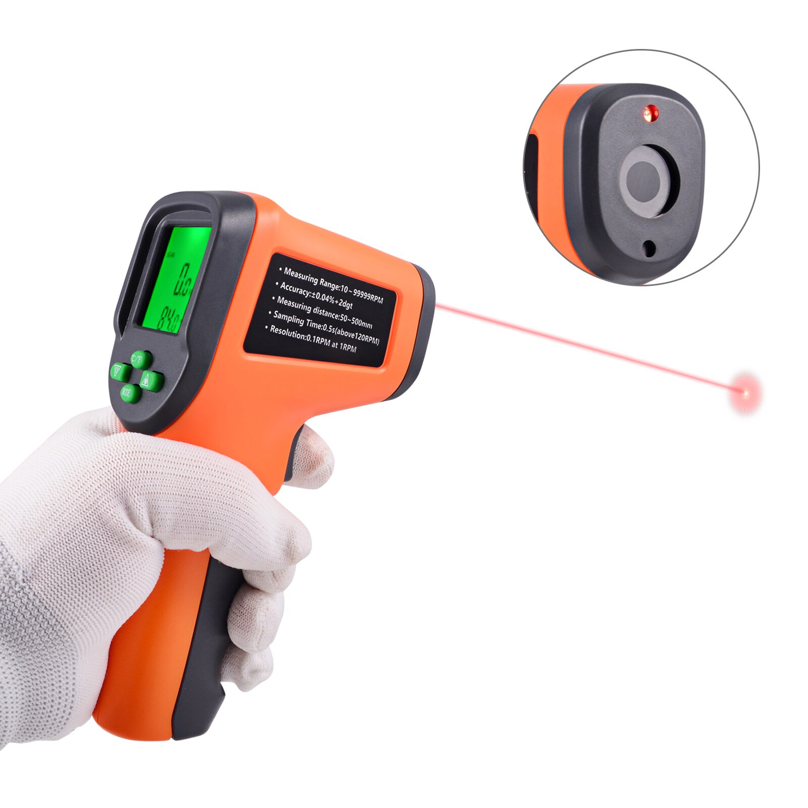 FOSHIO-tacómetro Digital para coche y motocicleta, medidor de velocidad fotoeléctrica sin contacto, medidor de potencia del viento, velocímetro de RPM