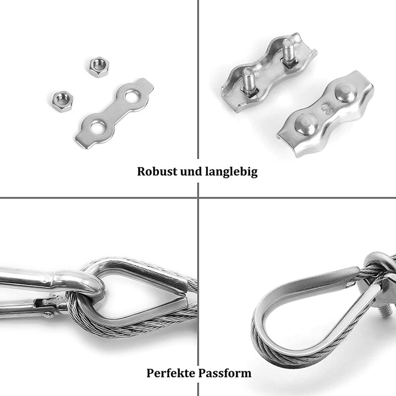 24Pcs Wire Rope Clamp 3mm, Wire Rope Clamp Rope Clip, Cable Marine Duplex Clip for Clothesline Awning Attachment