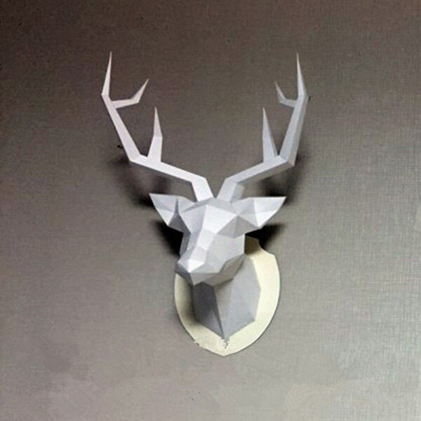 Papel 3D DIY de 60x45x32cm, cabeza de antílope Vintage, decoración abstracta para el hogar, decoración de pared de habitación, soporte para almacenamiento de estatuas de cabeza de ciervo