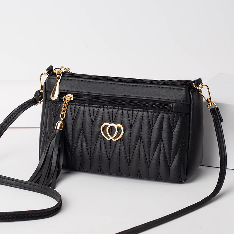 PU Leather Crossbody Bags Women Zipper Shoulder Bag Large Capacity Embroidery Thread Purse and Handbags: Beige
