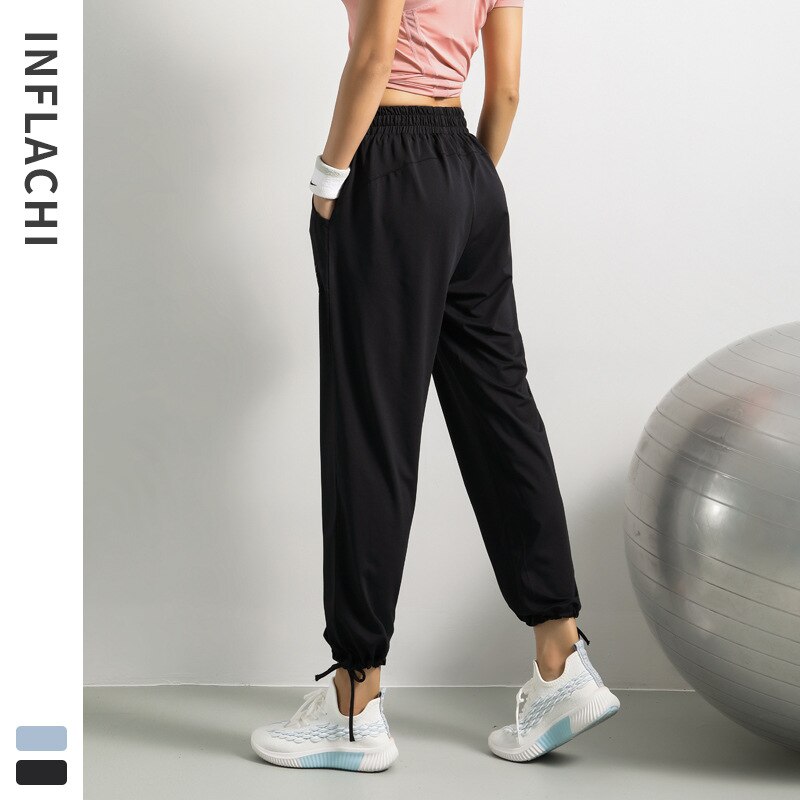 Novo solto sweatpants feminino magro correndo calças de fitness verão secagem rápida calças cortadas