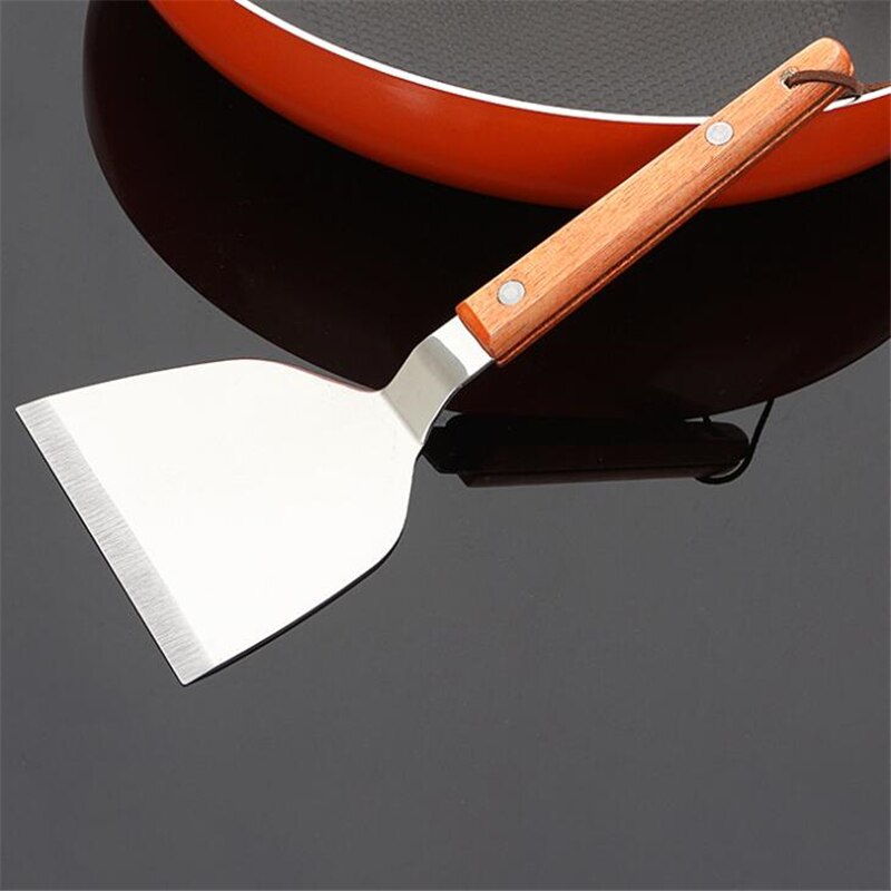 Roestvrij Staal Pizza Schop Metalen Pizza Schil Schop Met Houten Handvat Cake Pancake Pie Paddle Keuken Bakken Tool