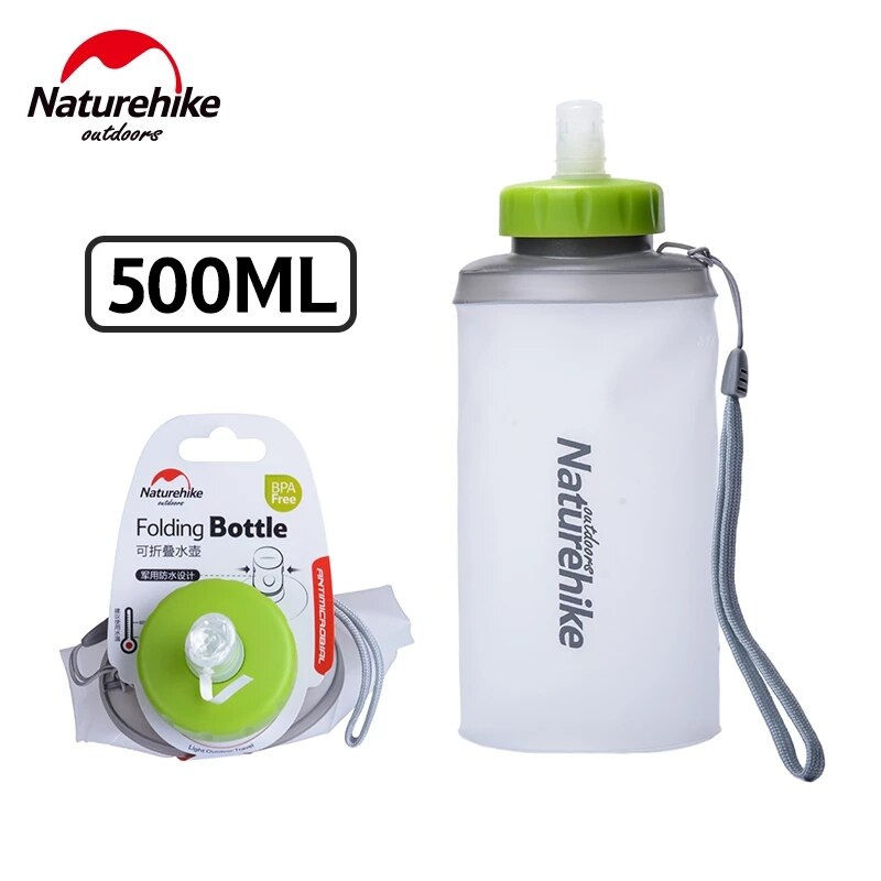Naturehike Portable Silicone Folding Bottle 500ml 750ml Ultralight Sports Bottle Water Bottles Hiking Mountaineering Soft Cup: 500ML White