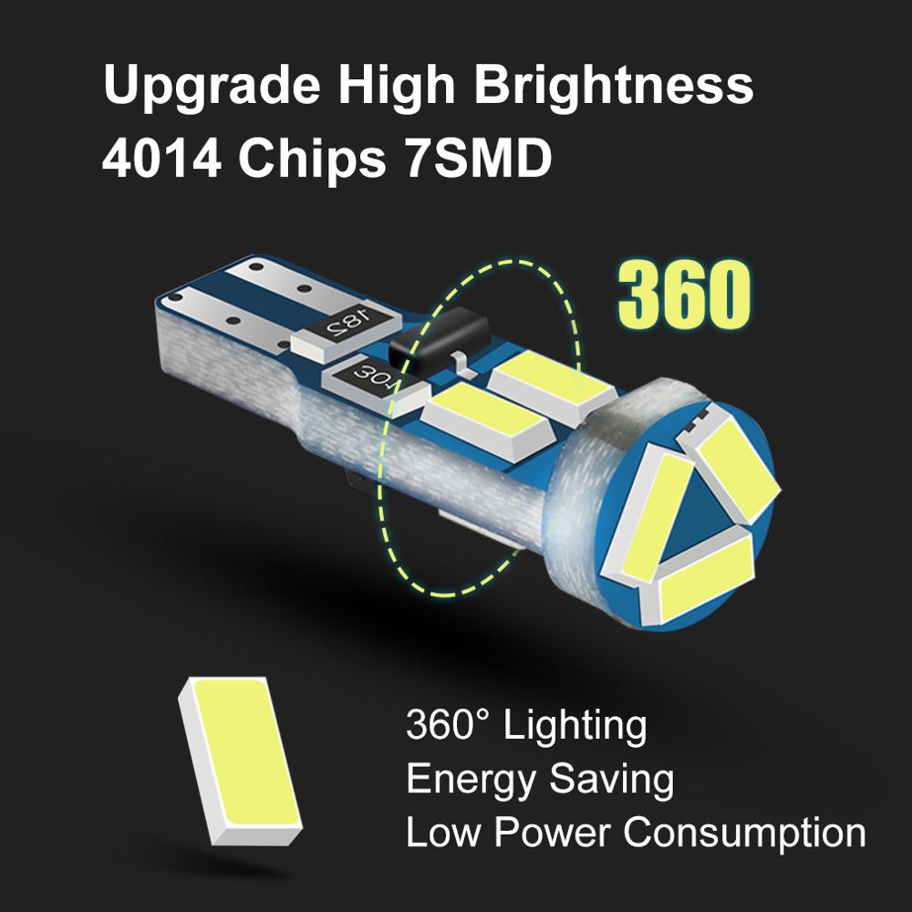 6Pcs T5 Led W3W W1.2W Auto Led Lamp Auto Dashboard Instrument Licht 7 Led Smd 4014 Wedge Led Light lamp Lamp Waarschuwing Indicator