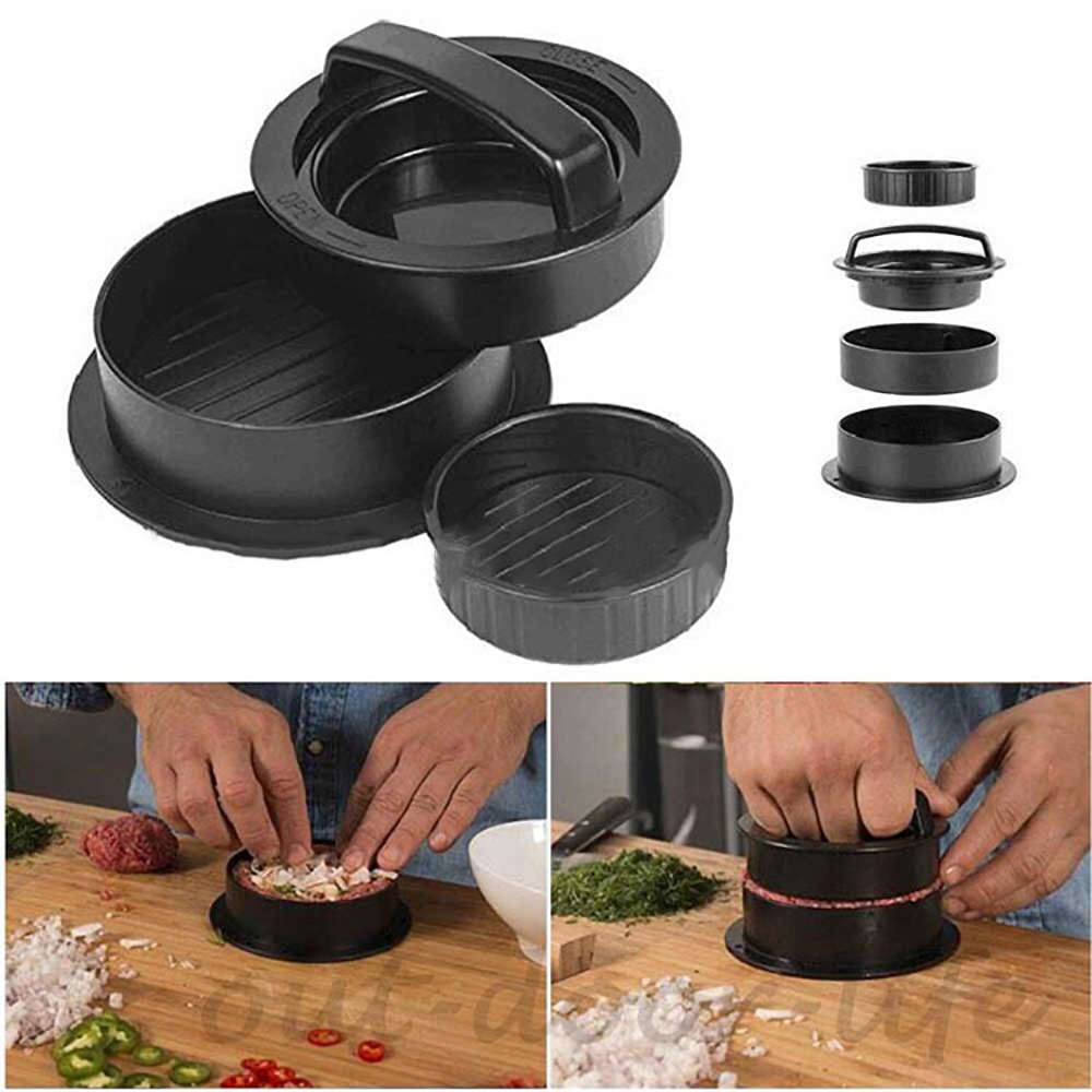 Hamburger Press Meat Pie Press Stuffed Burger Mold Maker with Baking Paper Liners Patty Pastry Tools BBQ Kitchen Accessories
