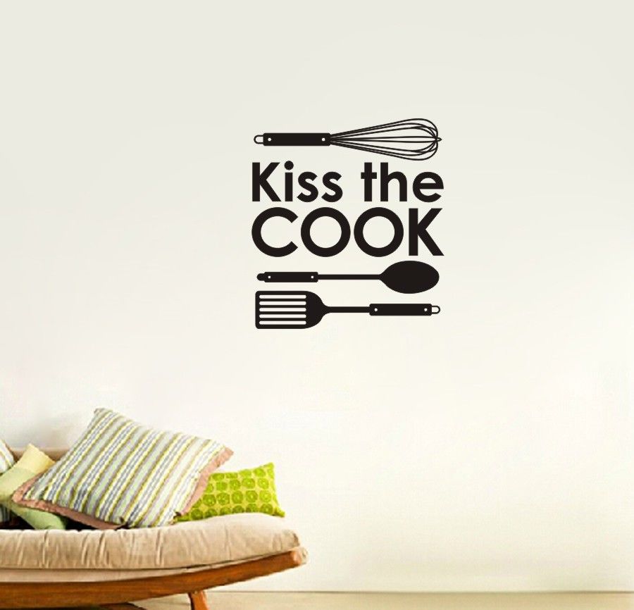 Ins Wall Sticker Kiss The Cook Kitchen Wall Tile Art Sticker - Meat Cuisine Vinyl Decal wall quote sticker D861
