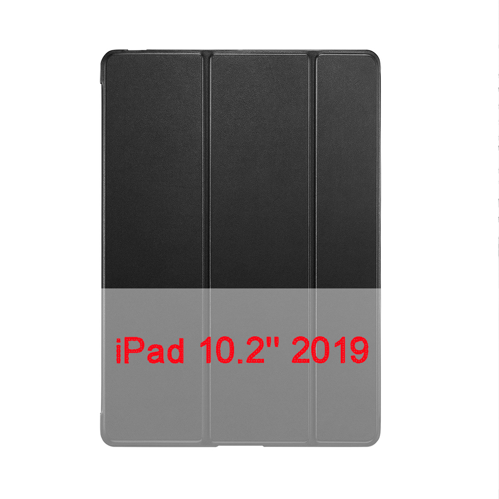 QIJUN Case For Apple iPad 10.2 iPad 7 7th Generation A2200 A2198 A2232 A2197 Funda PC Back Leather Smart Cover Auto Sleep: Black
