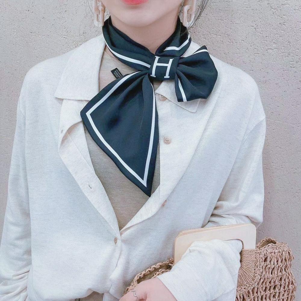 8 Kleuren Selecteren Vrouwen Effen Kleur Haar Sjaal Mode Haar Banden Gestreepte Sjaals Lady Decoratie Zijde Hoofddeksels Banden