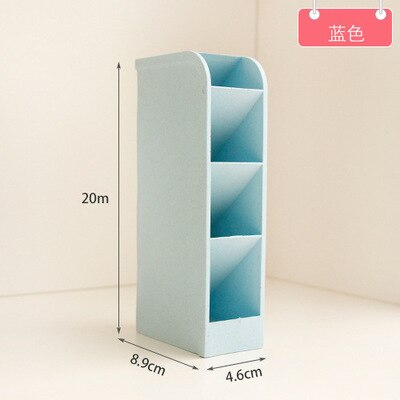 Large Capacity Desk Pen Holder Plastic Desk Organizer Pencil Makeup Storage Box Desktop Office Pen Pencil Holder Stand Case: small blue