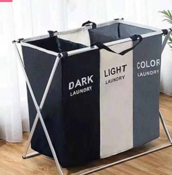 X-shape trois grille maison panier à linge trieur pliable panier à linge organisateur imprimé pliable panier à linge grand: 3 color